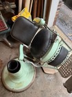 Base Ring Barber Shop Chair Koken Paidar Cast Barbershop 1900s Vtg Teal Green
