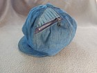 Vintage Union Made Paper Boy  Cabby Hat Denim Zipper  Pockets 1960s Small 6 5 8 