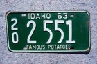 1963 Idaho License Plate
