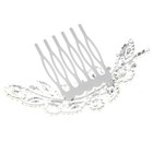 Silver Tone Metal Clear Crystal Rhinestone Hair Comb H3797-scry