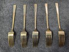 5 Vintage Dirigold Dirilyte Goldware Empress Flatware Dinner Forks