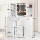 3 Drawers Vanity Dressing Table Set Makeup Desk W  10 Led Lighted Mirror Stool