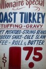 Vintage 1950s Hand Painted Diner Restaurant Menu Sign Board Roast Turkey Dinner