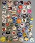 Lot 60 Vintage Pinback Buttons Pins Politics Nukes Peace Women Weird Adv   More
