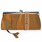 Vtg Japanese Wallet Or Coin Purse Silk Hakata-ori Mingei Weave In Paulownia Box