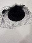 Black Feather Mesh Fascinator Veil Mini Hat Clip Wedding Tea Cocktail Party