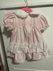 Alexis Baby Girls Pink White A-line Puff Sleeve Collared Dress 13-16 Lbs Vintage