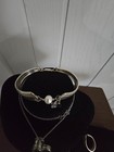 Vintage Silver Spoon Bracelet Silverware Pearl  Ring And Necklace Set