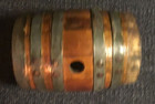 Old Antique Wooden Oak Powder liquor Keg Staved Barrel Metal Bands 10 5   hx7 5   w
