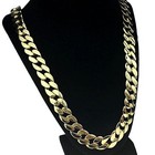 Men s 14k Gold Plated Cuban Link Neck Chain Hip Hop Necklace 15mm Thick 33  Long