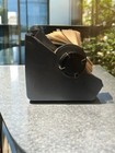 Vintage Rolodex Rotary Card File Black Metal Woodgrain Swivel Base