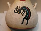 Vintage Kokopelli Design Native American Pottery Large Clay Pot Vase W handles