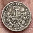 Peru 1904 894 1 2 Dinero Silver  Very Nice Condition Lm