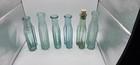 Lot Of 6  Aqua Colored Bottles Various Brands Shape And Misc