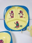 Vintage 1992 Barney The Dinosaur Melamine Dinner Set Plate Cup Bowl 