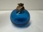 Blenko Mid Century Modern Turquoise Blue Crackle Glass Table Lighter     