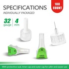 Ihome 32g X 4mm Pen Tips 100 Count Universal Fit Comfortable Design Green