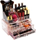 Jewelry And Cosmetic Boxes With Brush Holder - Pink Diamond Pattern Storage
