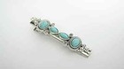 Turquoise Blue Stone And Silver Metal Alligator Hair Clip Medium Thin Hair