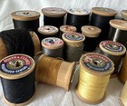 Vintage  Wood Thread Spools  Lot Of 24   Mostly Blacks  Grays   Yellows 