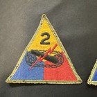 Pair Of Wwii Us Army 2nd Armored Division Green Back Patch Greenback