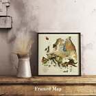 Europe Map  Europe 2d Relief Map  Europe Vintage Map - 2d Flat Print