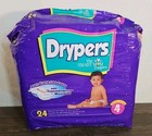 Vintage 2001 Drypers Size 4 Platic Tabs Diapers Opened Pack 23ct 22-37lbs