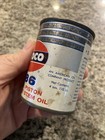 Vintage Amoco 586 Motor Oil Advertising Coin Bank Tin Can 1970 s