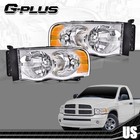 Headlamps For 2002-2005 Dodge Ram 1500-3500 Clear Lens Chrome Amber Reflector