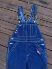 Vtg Girls Gap Floral Embroidered Denim Overalls Made In Hong Kong Size Xl