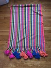 Vintage Mexican Bright Rainbow Colored Shawl Rebozo   Table Runner Dual Use