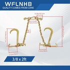 Wflnhb 3 8 X 2ft G70 V-chain Bridle 15 J-hook Tow Chain T-hook   J-hook W gra   