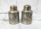 Antique Silver Persian Salt   Pepper Shakers 2x Set Stamped