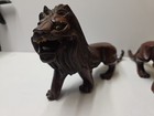 Pair Of Vintage  Mid-20th-century Hand-carved Wooden Roaring Lion Sculptures 