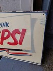 C 1952 Original Vintage Drink Pepsi Sign Metal Embossed Bottle Cap Rare  Soda