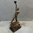 Antique Bronze Signed Helmuth Schievelkamp Sculpture Tennis Player Statue