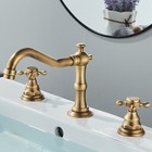 Antique Brass Bathroom Basin Sink Faucet 3 Holes 2 Handles Widespread Mixer Tap