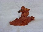 7  Pearlized Red Afghan Hound Dog Clay Sculpture Figurine - Lynne Watson