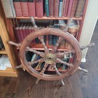 Vintage Maritime Nautical Boat Wooden Ship Marine 18 Wheel Brass Decor Gift Item