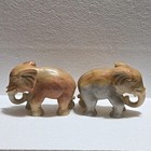 Stone Carved Elephant 3  H X 4  L Browm Mixed Color Desktop Shelf Sitters 