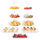  2pcs 3 Tier Round  3pcs Rectangle Serving Trays  Plastic Party Cake Stand And 