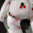 Ty Holiday Teddy Beanie Baby Bear White Holly Pattern Retired 1998