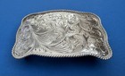 Magnificent Hand Engraved Vintage Mexico Eagle 214 Sterling Silver Belt Buckle