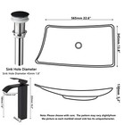 Rectangle Black Bathroom Vessel Sink Set Vanity Basin Pop Up Drain Waterfall Tap