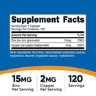 Nutricost Zinc   Copper Capsules  120 Count  - 15mg Zinc   2mg Copper Per Servin