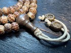 Handcrafted Yak Bone Mala     108 Beads  Six-syllable Mantra Carved  Dzi Bead  Br