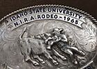 Vtg Sterling Silver 1965 Idaho U Nira Rodeo Champion N Silvia Trophy Belt Buckle
