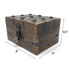 Treasure Chest Wooden With Antique Iron Lock And Skeleton Key  small 8x6x4 5    