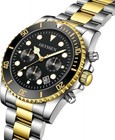 Luxury Men s Quartz Watch Stainless Steel Gold Silver Two-tone Black Dial