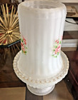 Vintage Westmoreland Glass Fairy Lamp Candle Satin Frosted Roses Excel Condition